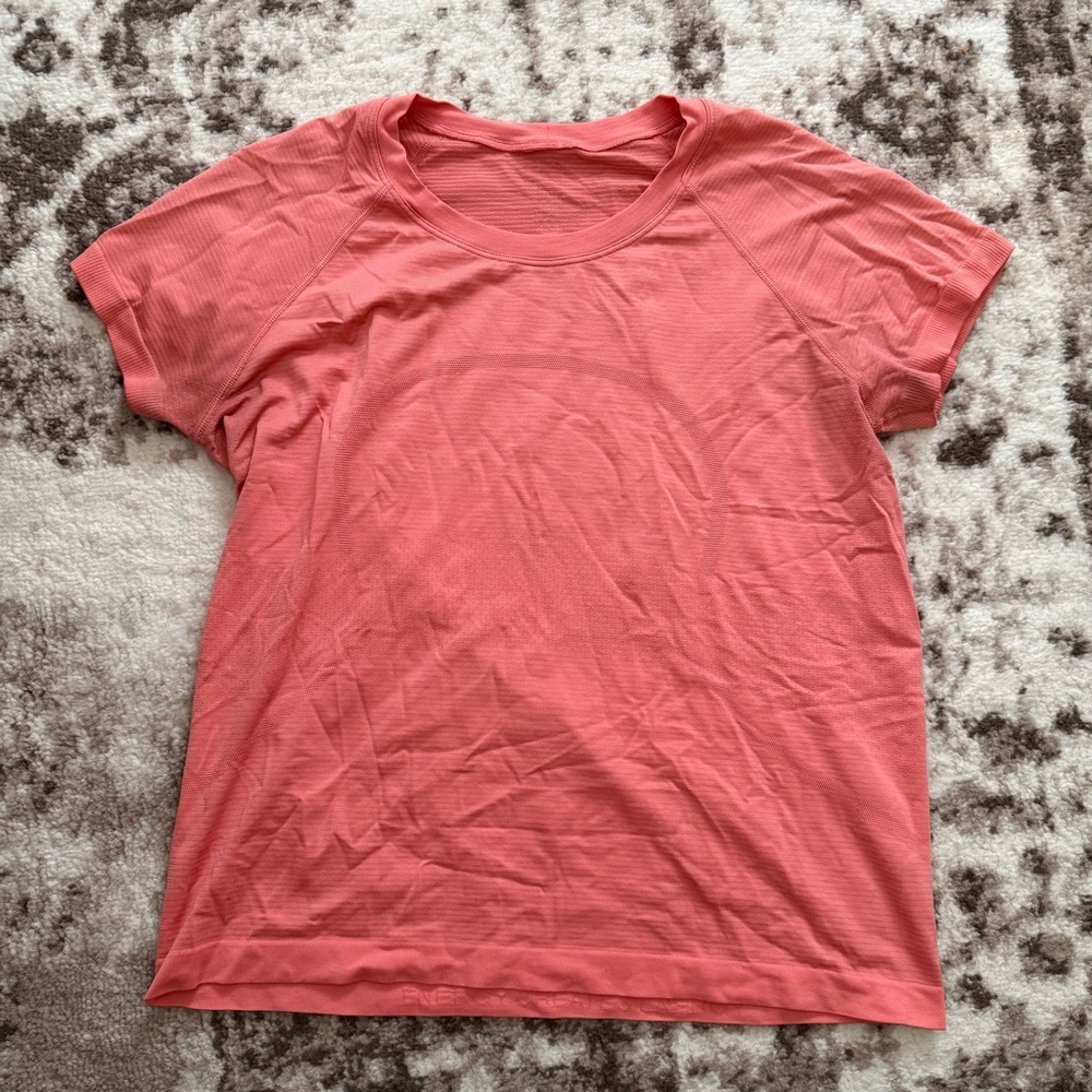 Lululemon Swiftly Race Length Coral Pink Short Sleeve Shirt